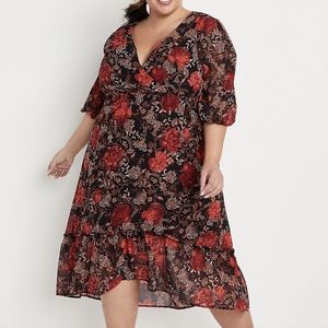 Red and Black Floral Dress